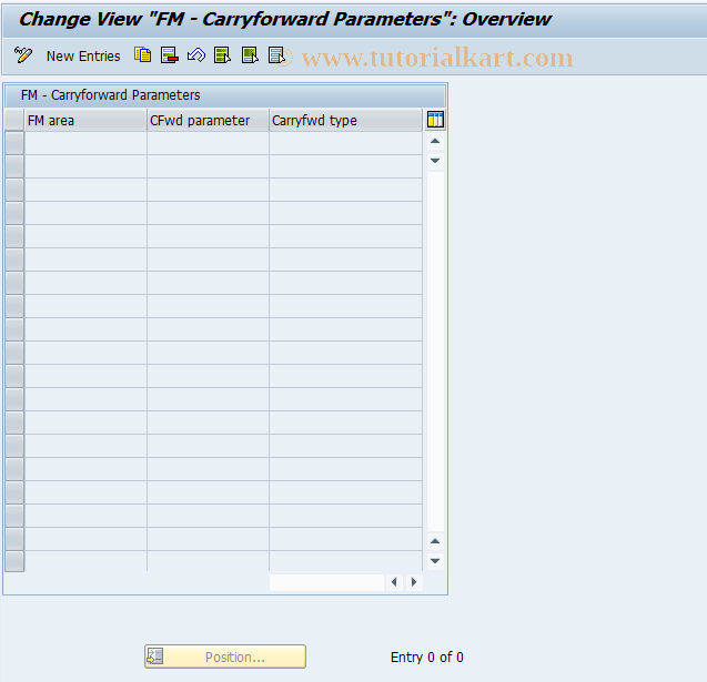 SAP TCode FMYC_CFPARAM - Closing Ops: Carryforward Parameters