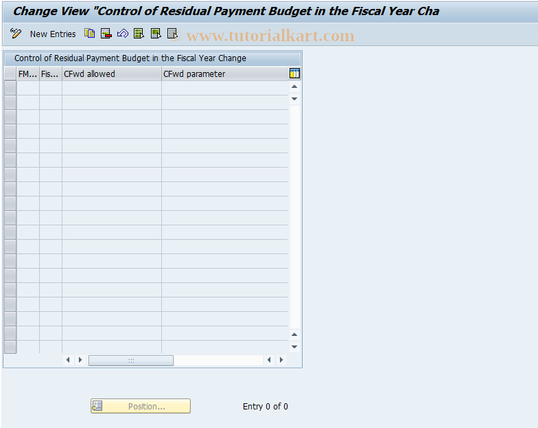 SAP TCode FMYC_CFPPAY - Closing Ops: Residual Payment Budget