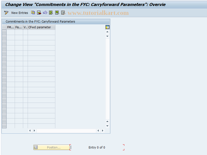 SAP TCode FMYC_CFRULES - Closing Commt: Assign Carryfwd Par.