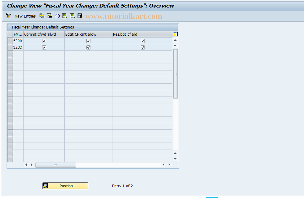 SAP TCode FMYC_DEFAULT - FM Closing Operations: Default