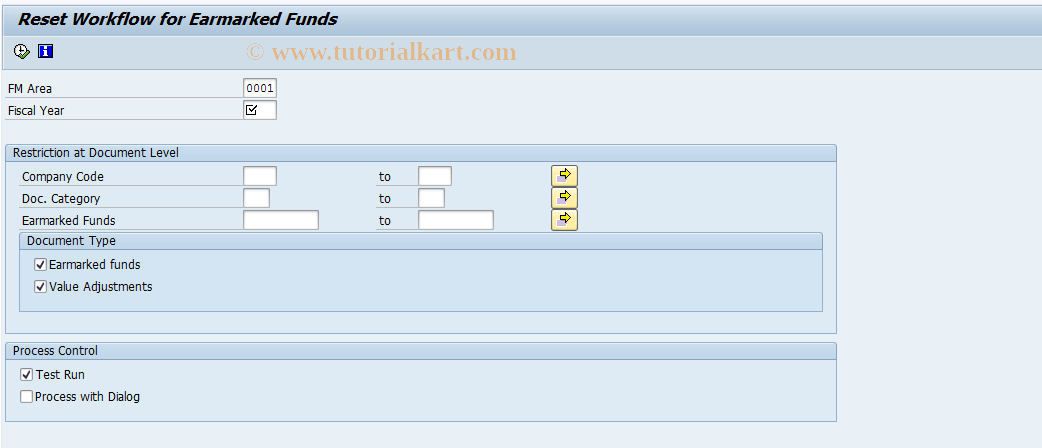 SAP TCode FMYC_DELWF - Reset Workflow (Earmarked Funds)