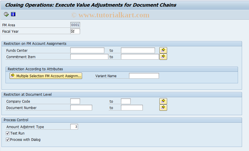 SAP TCode FMYC_VA - Amount Adjustment of Document Chains