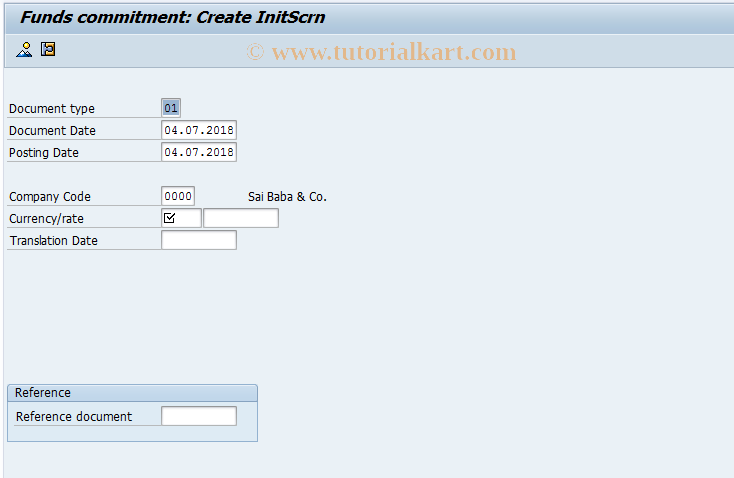 SAP TCode FMZ1 - Create Funds Commitment