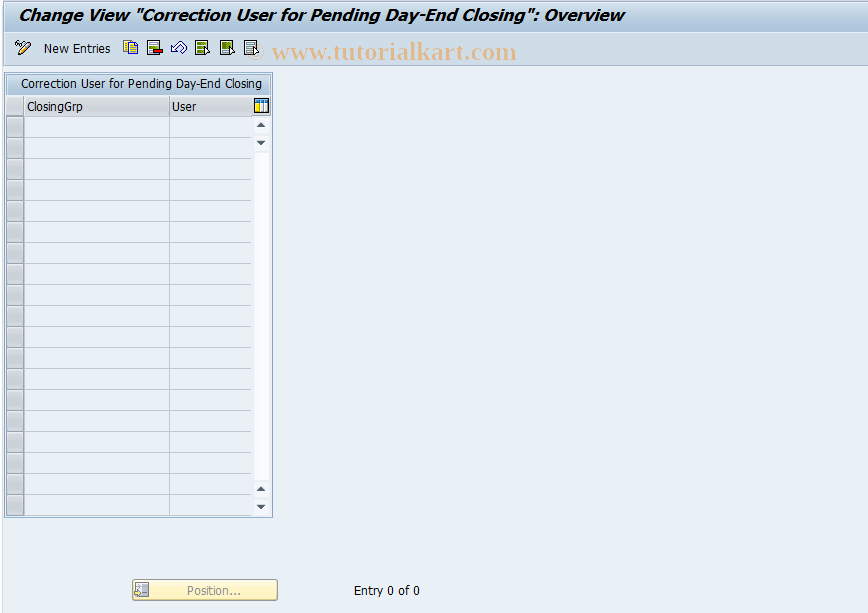 SAP TCode FMZK - Day-End Closing Correction User