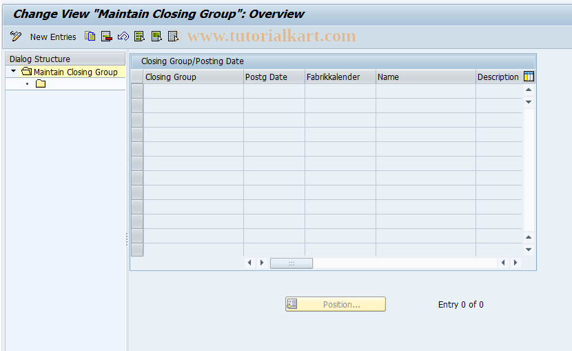 SAP TCode FMZT - Assigning Clsng Operation Group - FM Areas
