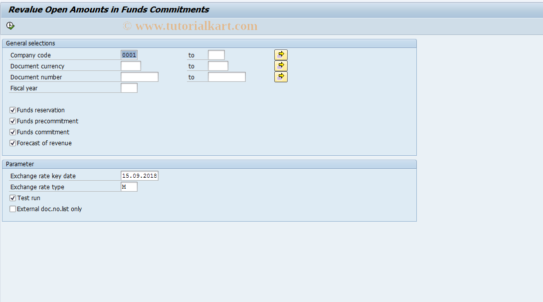 SAP TCode FMZZ - Revalue Earmarked Funds