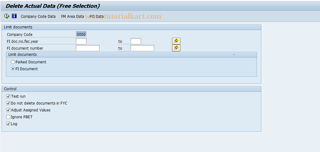 SAP TCode FM_DLFI - Deletes FI Documnts Transferred from