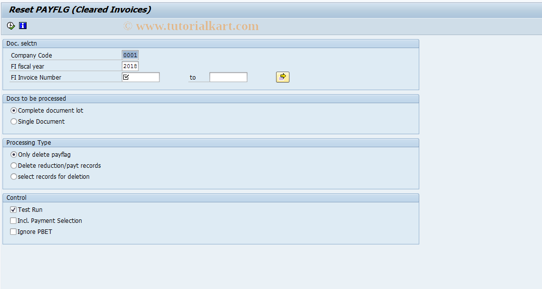 SAP TCode FM_DLPF - Reconstruct Document Bundle