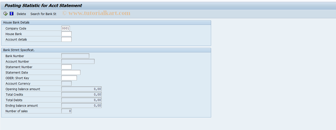 SAP TCode FM_LGD_H_EST - Posting Statistic for Account Statement