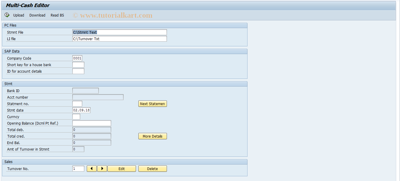 SAP TCode FM_LGD_H_MCE - Multi-Cash Editor