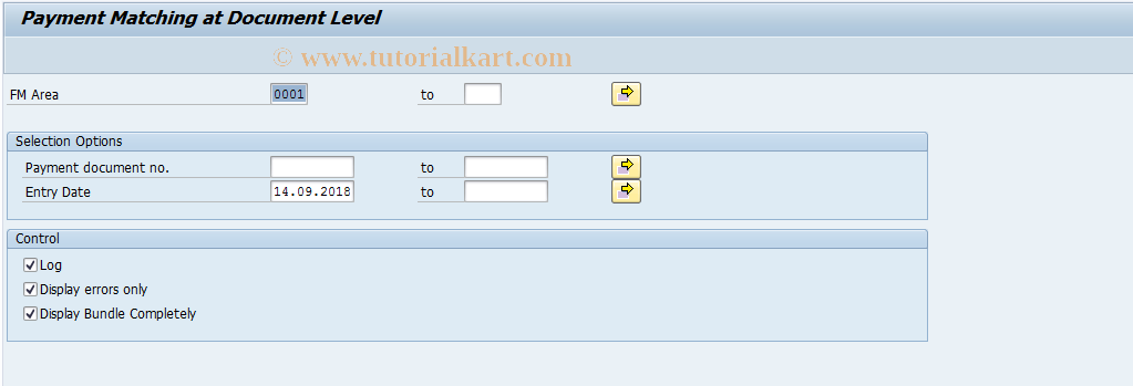 SAP TCode FM_RC07 - Reconcile FI Paymts-> FM Line Items