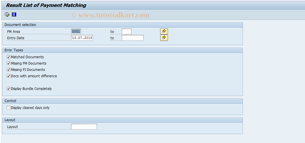 SAP TCode FM_SD07 - Display Worklist