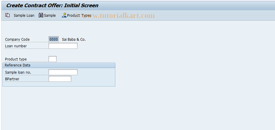 SAP TCode FN1A - Create other loan contract