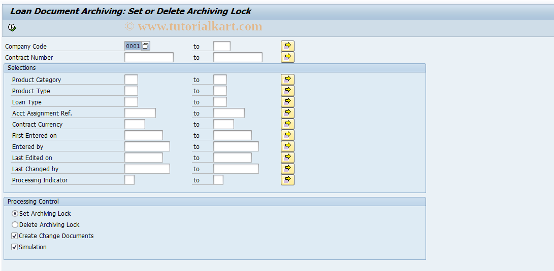 SAP TCode FNARCEXCL - Set /Delete Archiving Lock