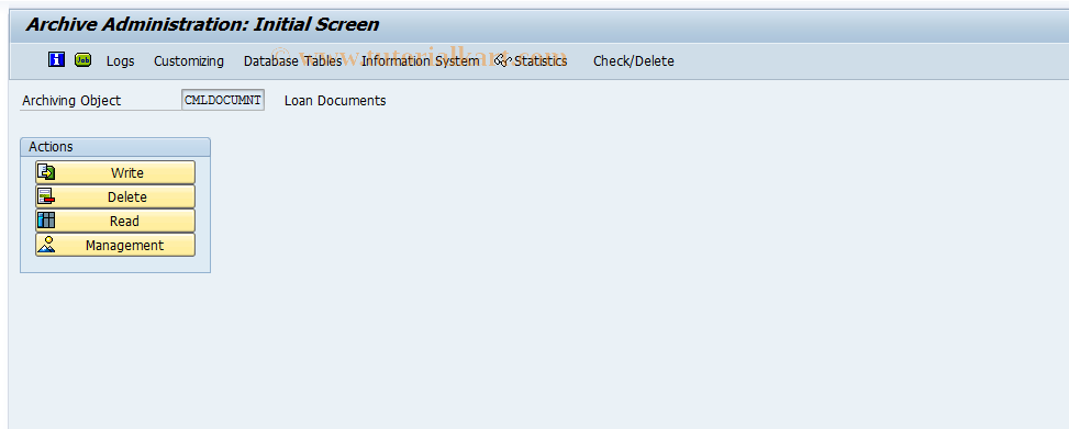 SAP TCode FNARCHIVING - Loan Document Archiving