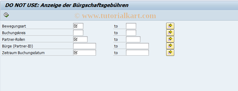 SAP TCode FNBG - Guarantee charges list