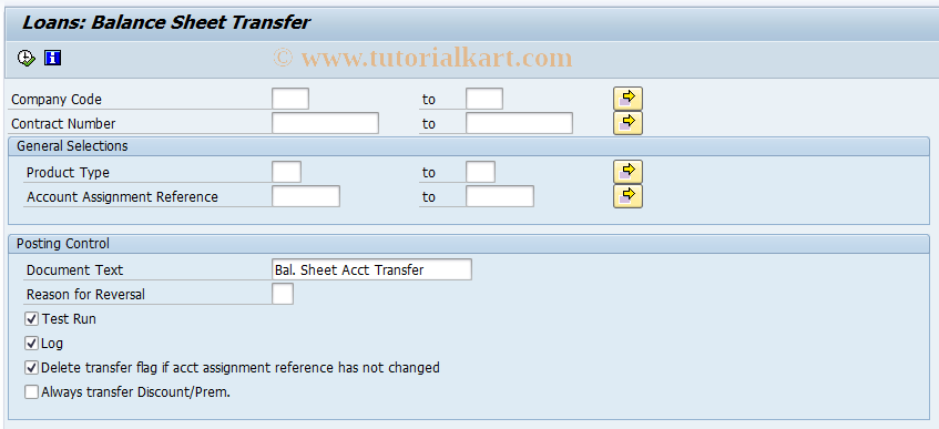 SAP TCode FNBT - Balance Sheet Transfer