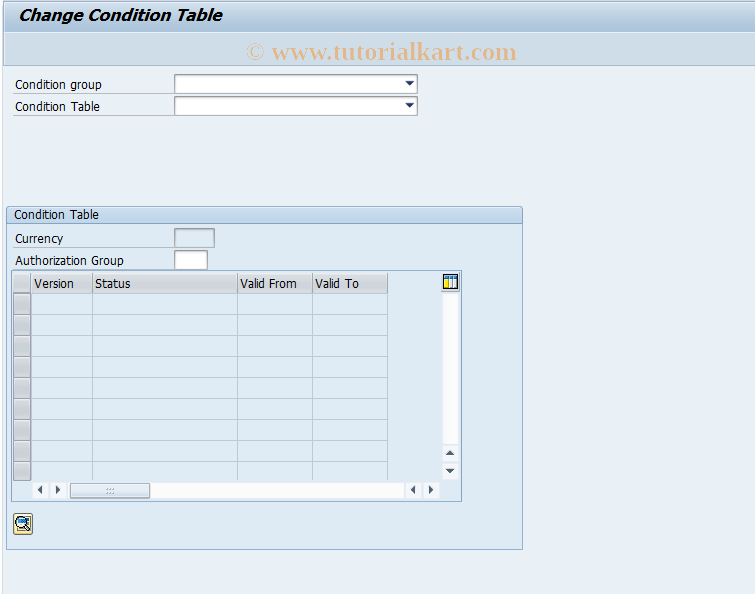 SAP TCode FNCOT_INL_CHNG - Change Condition Table
