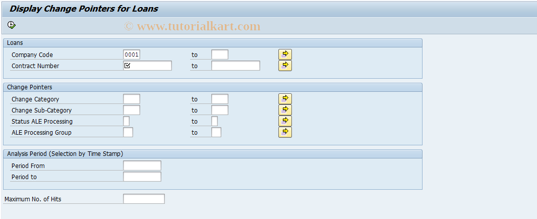 SAP TCode FNCP3 - Display change pointers