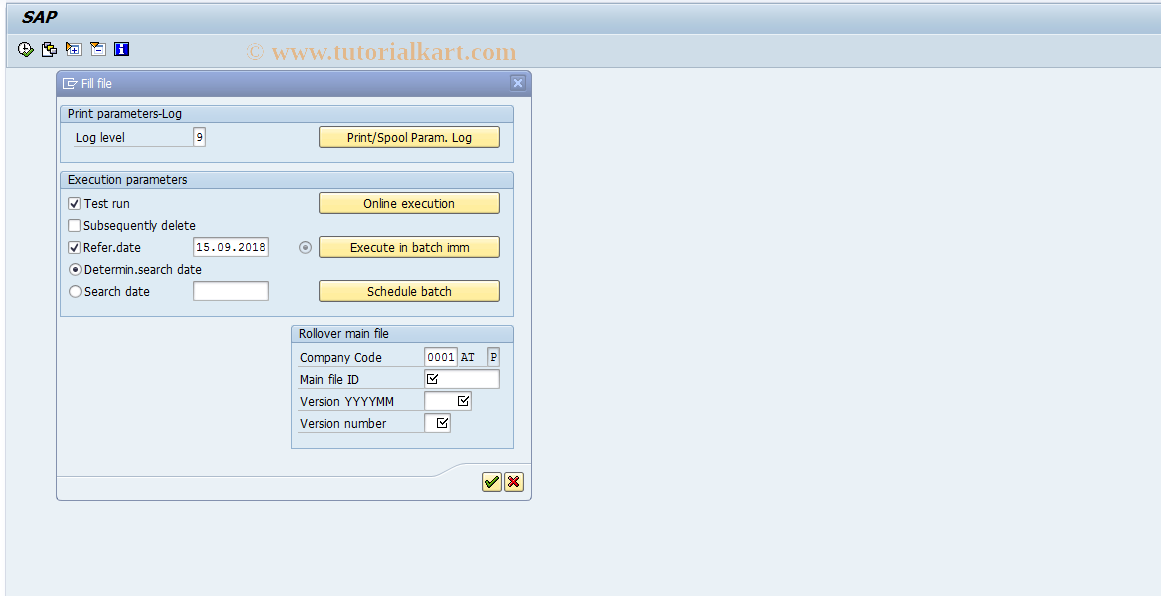 SAP TCode FNF4 - Rollover: Fill file