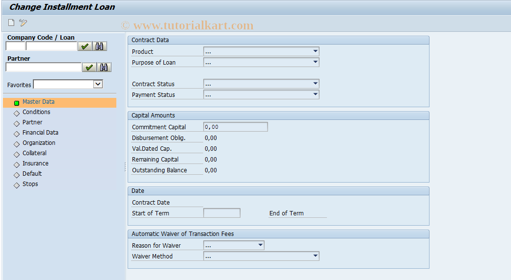 SAP TCode FNINL_EDIT - Change Installment Loan