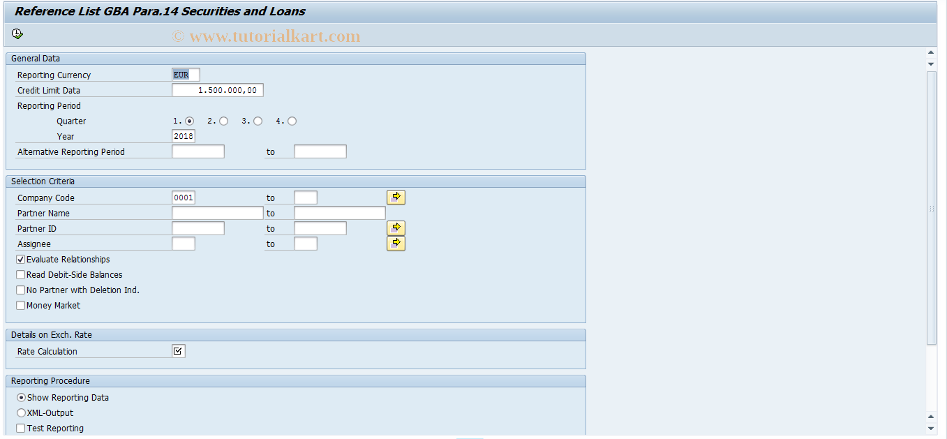 SAP TCode FNK0 - Multimillion Loan Display (GBA14)