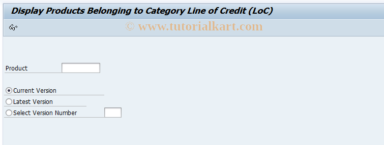SAP TCode FNLOC_PRODUCT_DISP - Display Products for Lines of Credit