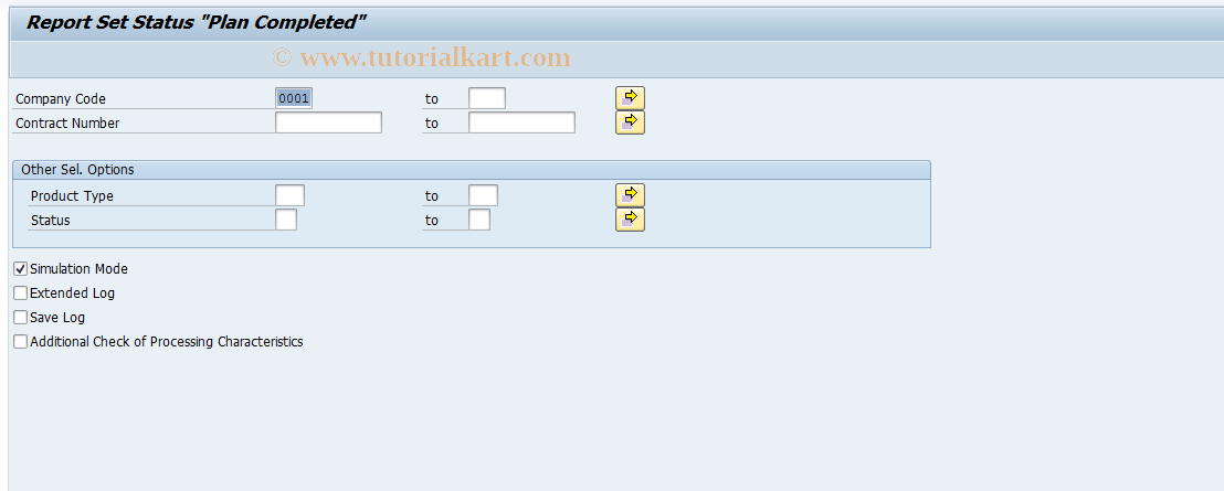 SAP TCode FNLS_PLANM - Set Status Planned Completed
