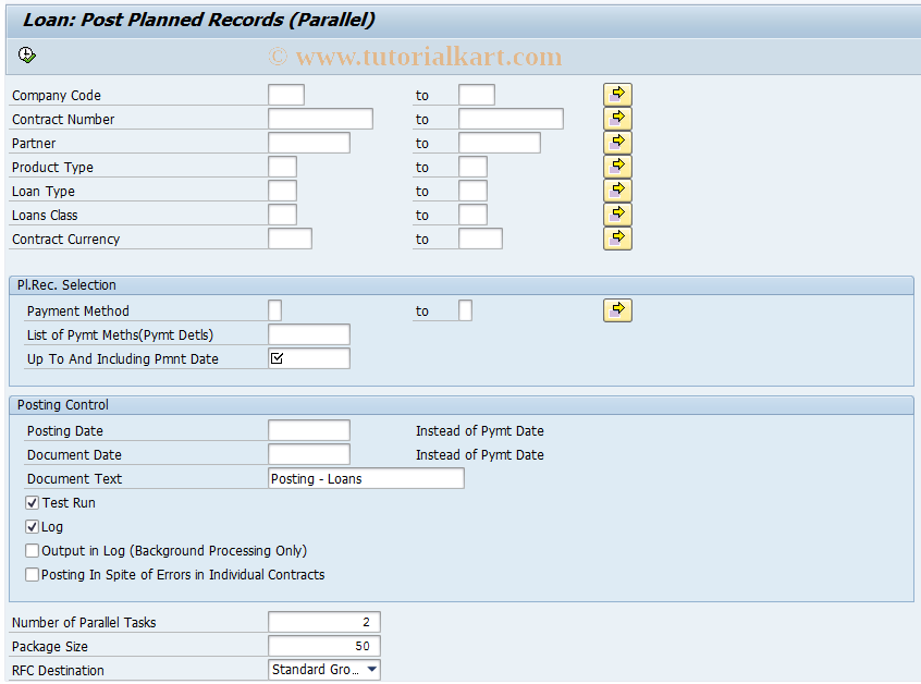 SAP TCode FNM1P - Automatic Posting (parallelized)