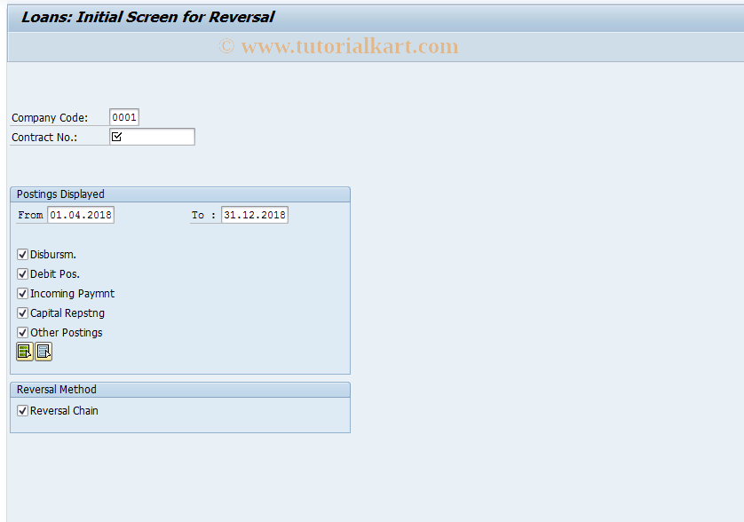 SAP TCode FNM3 - Loans reversal module