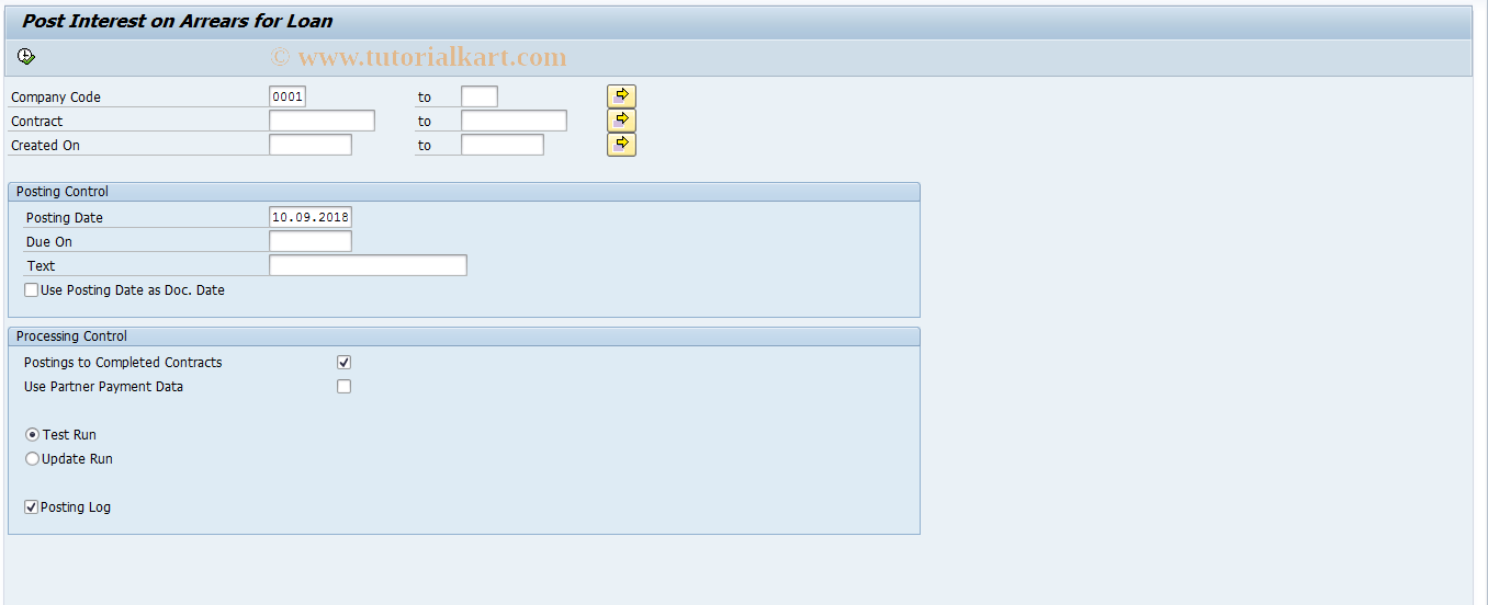 SAP TCode FNM6 - Post Interest on Arrears