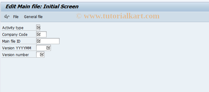 SAP TCode FNN7 - Edit general main file