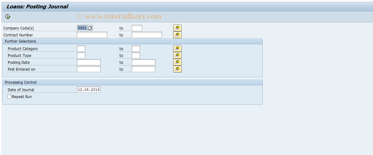 SAP TCode FNR0 - Loans: Posting Journal