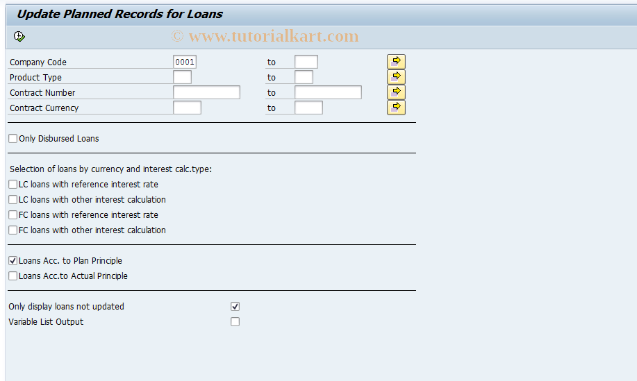 SAP TCode FNRB - Planned Record Update