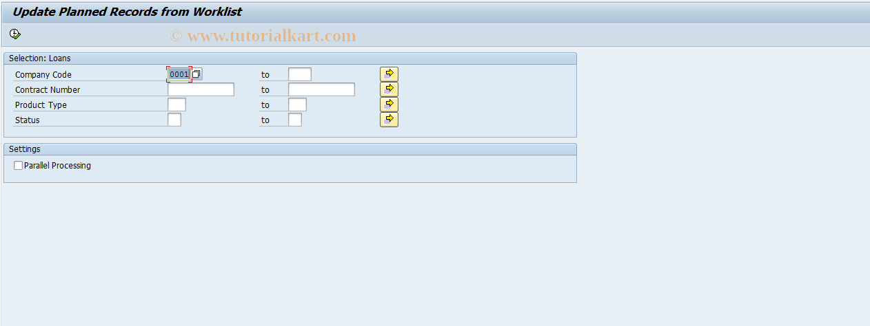 SAP TCode FNRB_WORKLIST - Update Planned Records from Worklist