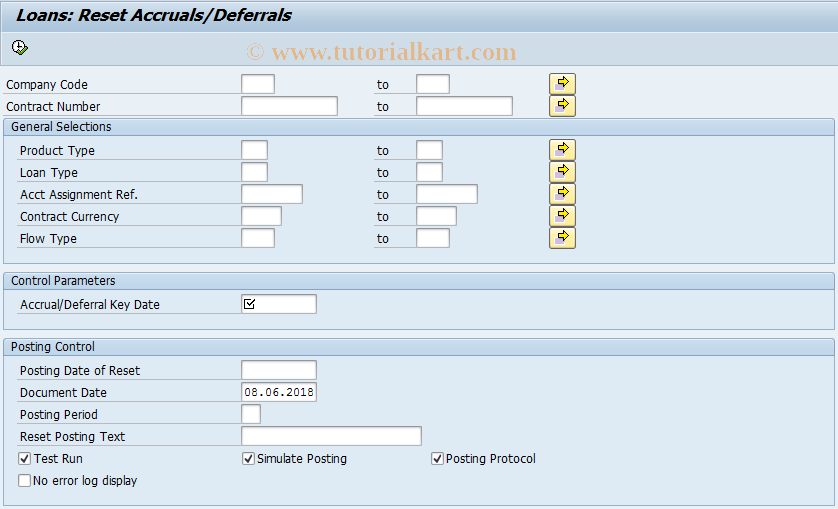 SAP TCode FNRC - Accruals/deferrals reset