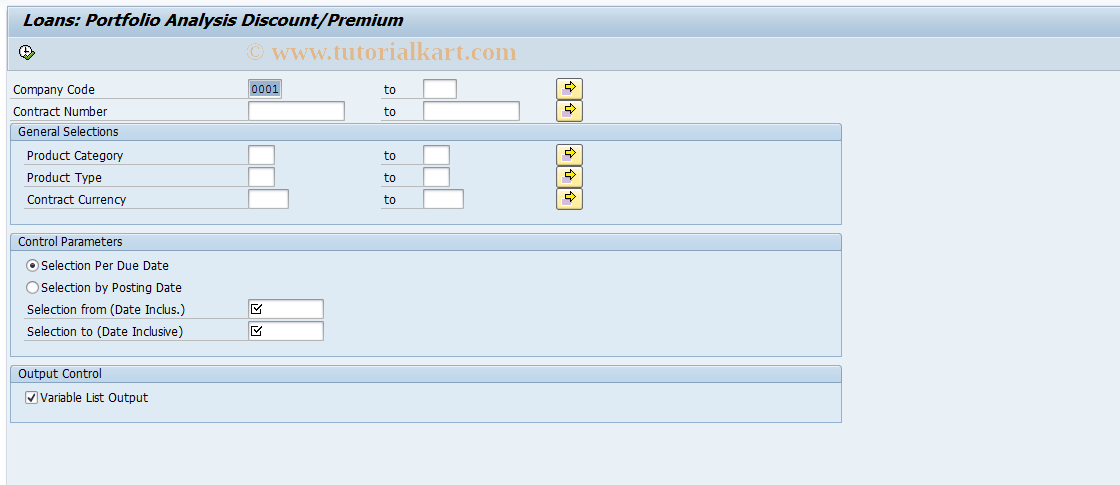 SAP TCode FNRI - Portfolio Analysis Discount/Premium