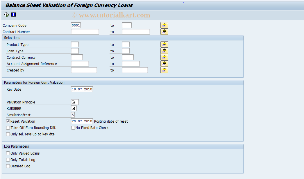 SAP TCode FNSA - Foreign currency valuation