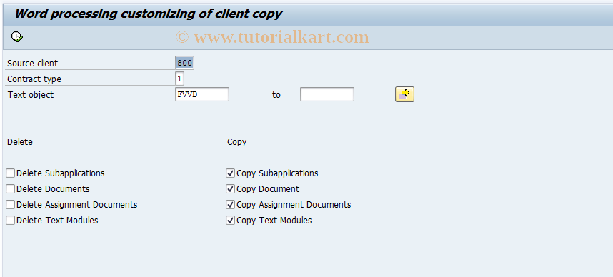 SAP TCode FNT2 - Copy text modules to client