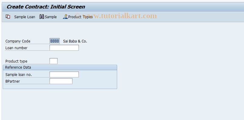 SAP TCode FNV1 - Create mortgage contract