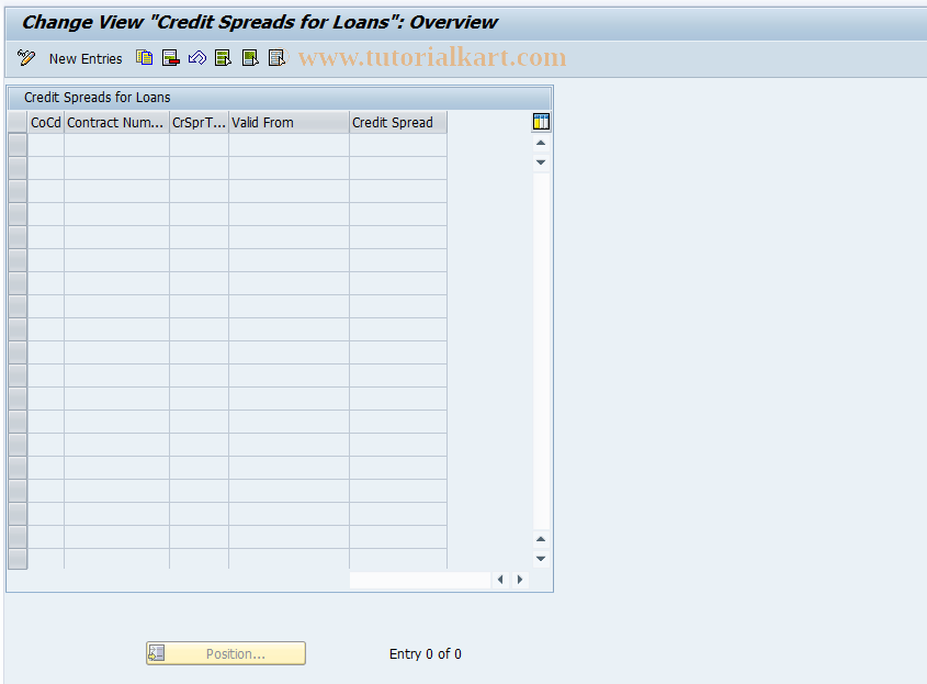 SAP TCode FNV_CSPRD - Credit Spread - Loans