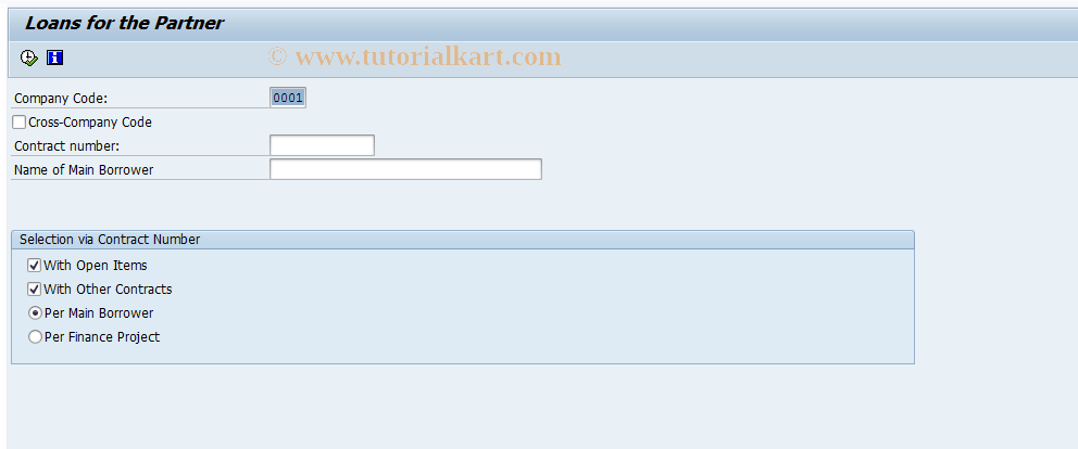 SAP TCode FNWO - Loans: Fast Processing