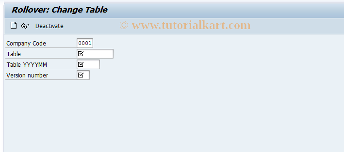 SAP TCode FNX2 - Rollover: Change Table