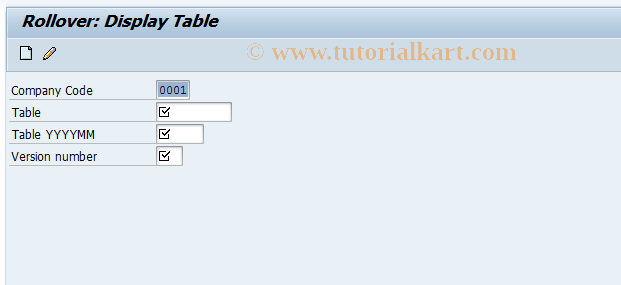 SAP TCode FNX3 - Rollover: Display Table