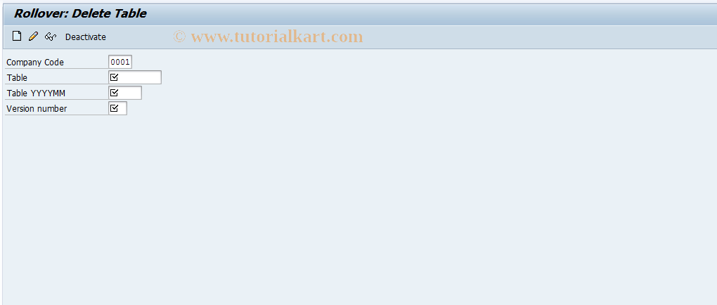 SAP TCode FNX6 - Rollover: Delete Table