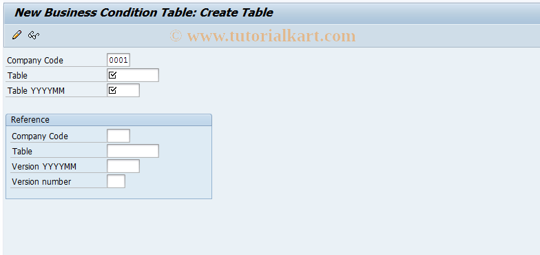 SAP TCode FNY1 - New Business: Create Table