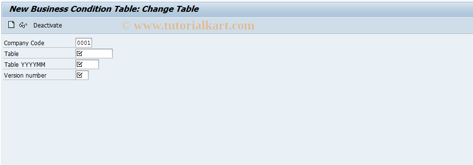 SAP TCode FNY2 - New Business: Change Table