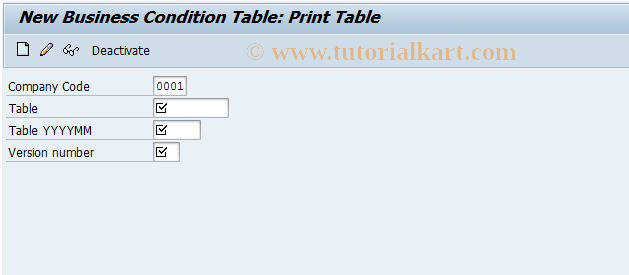 SAP TCode FNY8 - New Business: Print Table