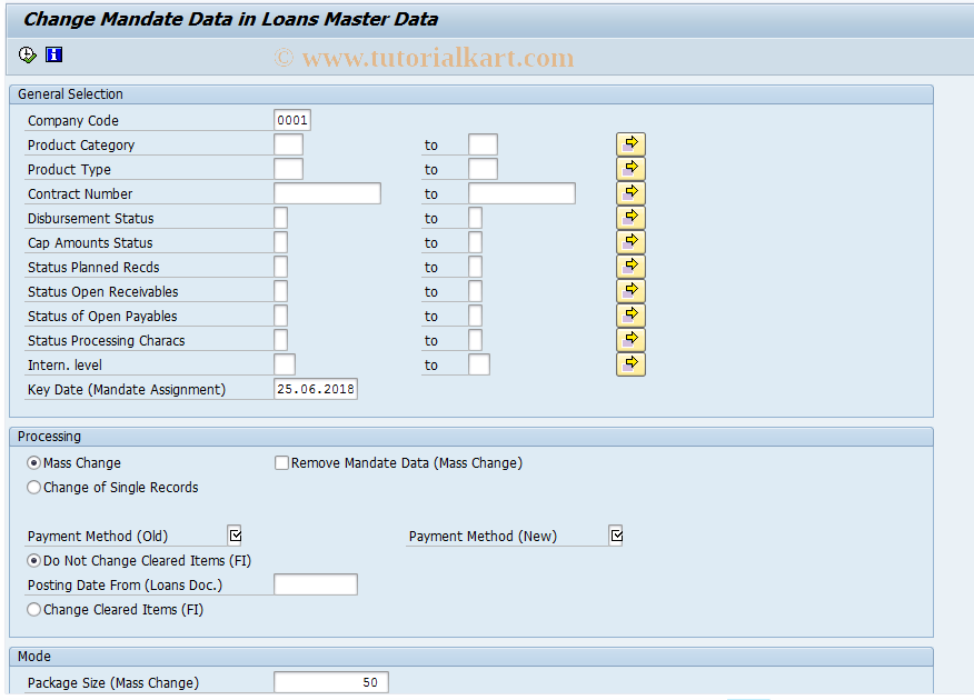 SAP TCode FN_CHANGE_SEPA_DATA - Check and Adjust SEPA Data in Loans