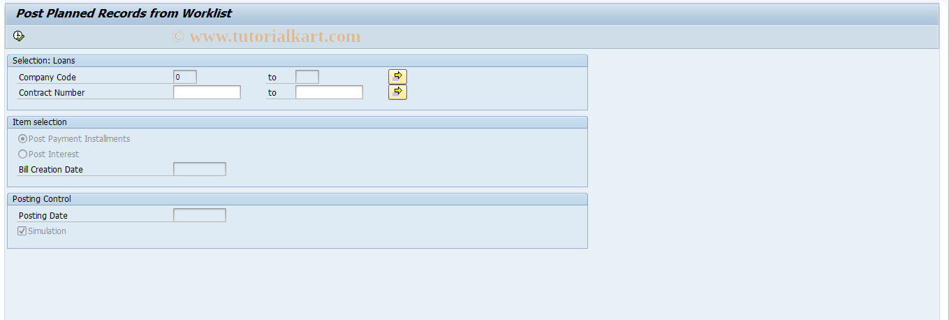 SAP TCode FN_POST_INL - Post Planned Records from Worklist